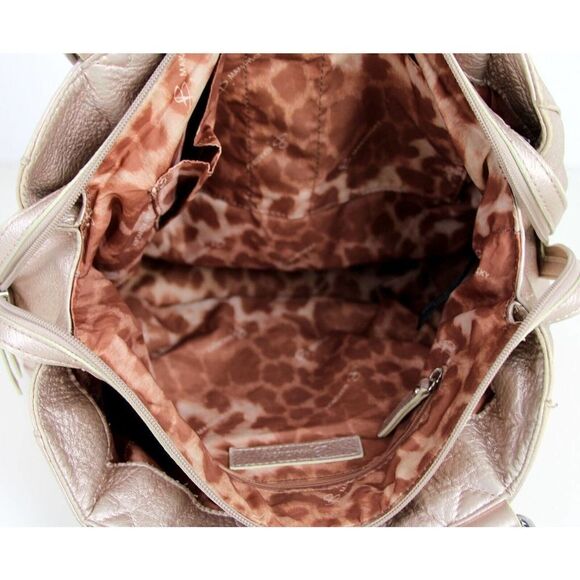 ROOMY B. Makowsky ANTIQUE GOLD GENUINE LEATHER TOTE SHOULDER BAG HANDBAG PURSE - Picture 10 of 16